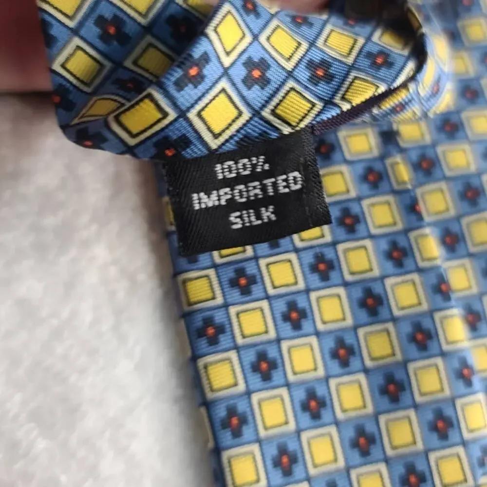 Kuppenheimer blue yellow checkerboard silk tie - 57